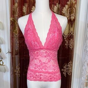 Chic Pink Lace Halter Bralette